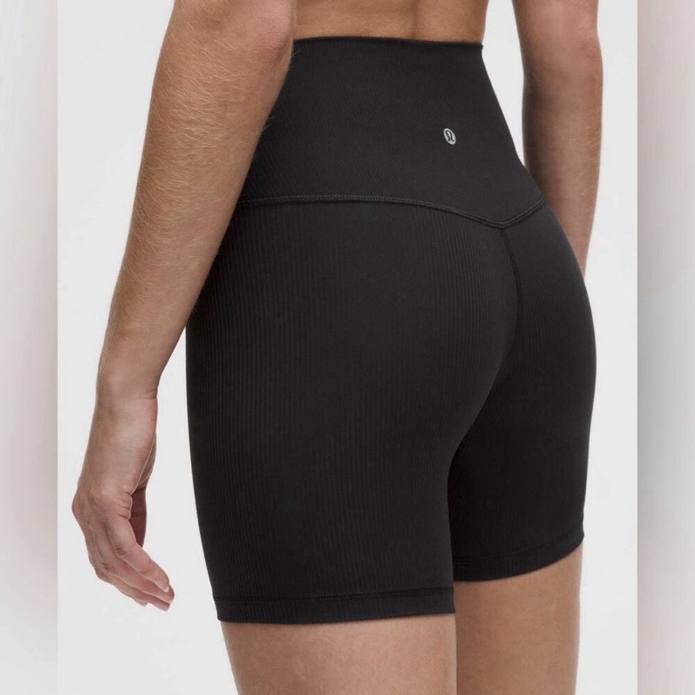 Lululemon Align Ribbed High Rise Shorts Women’s Size 4 Black 6” Biker Shorts NWT